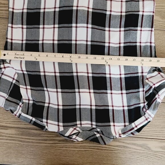Sanctuary Boyfriend Shirt S Black White Burgundy Plaid Soft Button-Front… - Picture 6 of 8